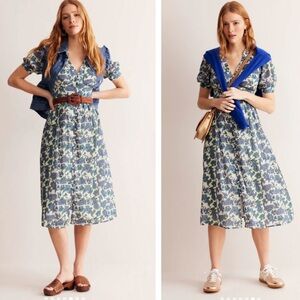 Boden Elsa Crinkle Midi Tea Dress Surf The Web Paisley Wave Pockets US 10 NWOT